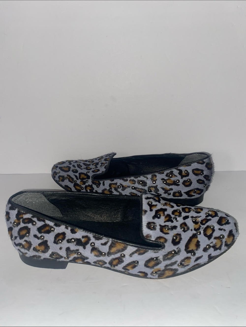 Kurt Geiger Leopard Print Loafers in Gray, Black and Brown